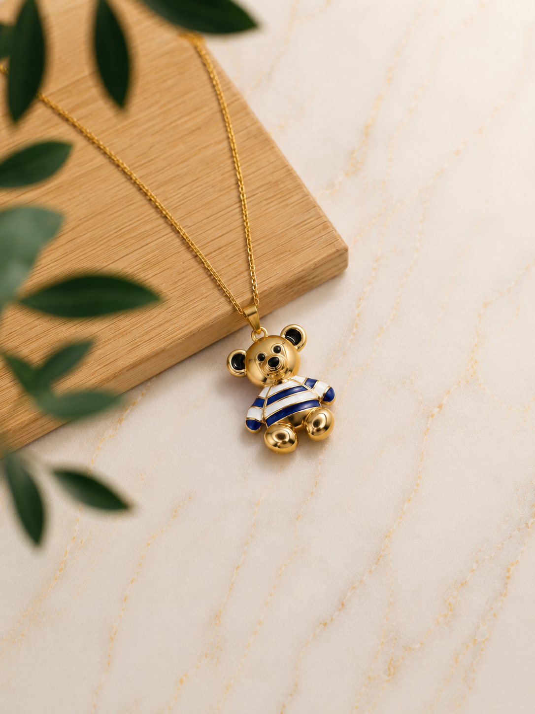 Blue Teddy Bear Necklace