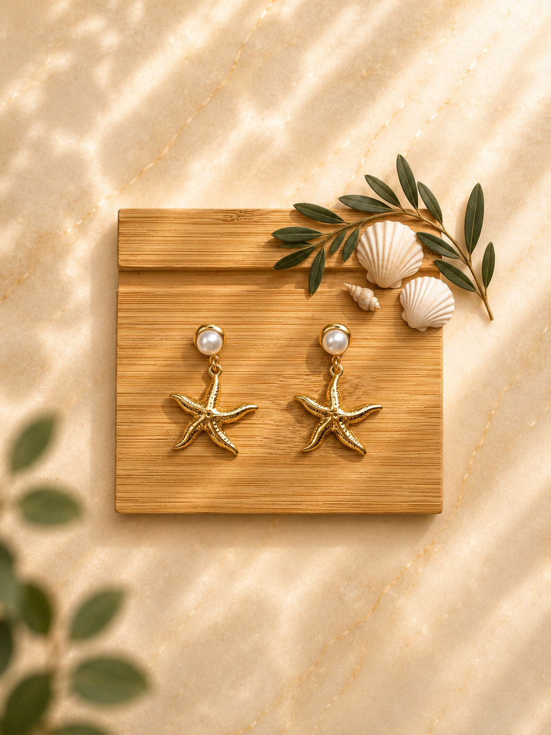 Starfish Pearl Drop Earrings