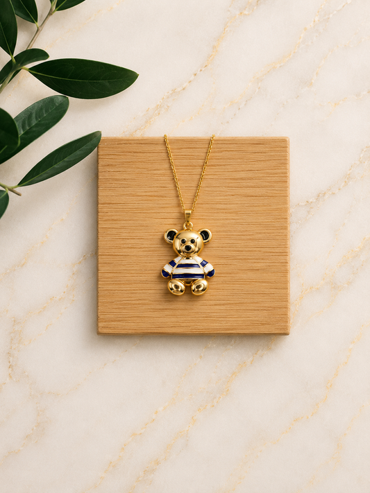 Blue Teddy Bear Necklace